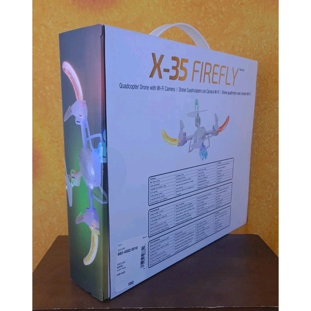 X-35 Firefly Quadcopter White Drone Wi-Fi‎ Camera & LED Lights DRWL335W